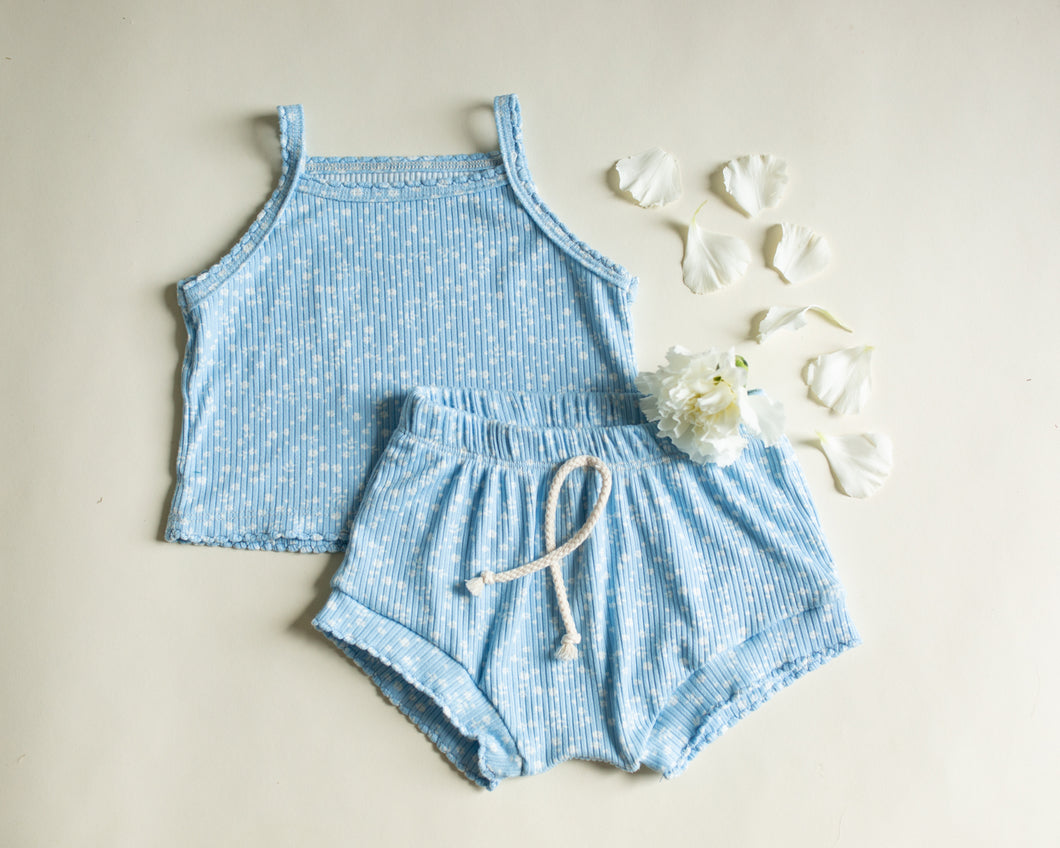 Scallop Cami Set in Sky Floral