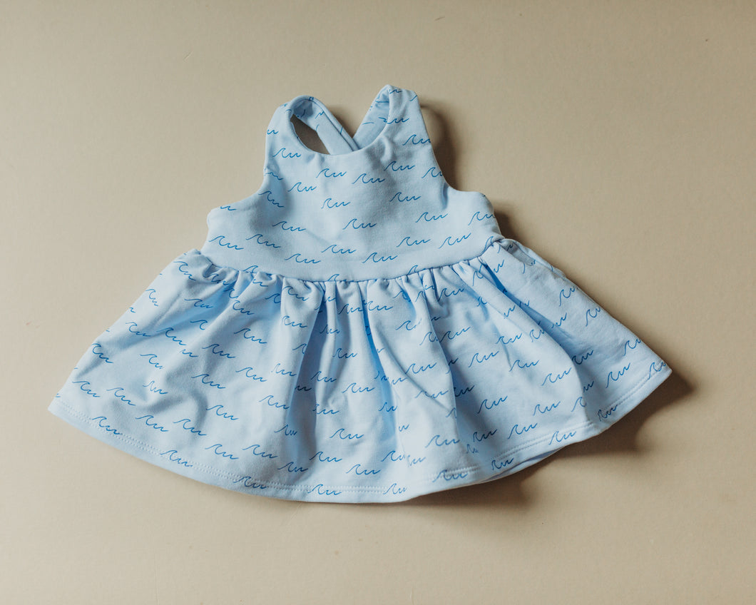 Everly Peplum in Hand Painted Waves