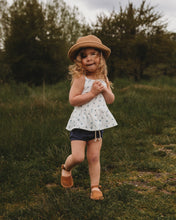 Load image into Gallery viewer, Cami Peplum in Blueberry Petite Floral