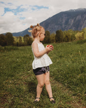 Load image into Gallery viewer, Cami Peplum in Blueberry Petite Floral
