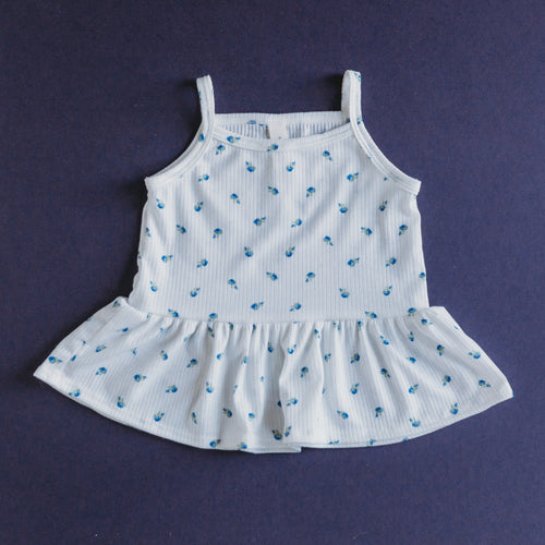 Cami Peplum in Blueberry Petite Floral