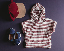 Load image into Gallery viewer, Short Sleeve Hooded Dolman in Cardinal Stripe